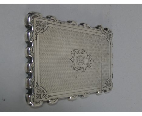 A Victorian Silver Card Case with Engine Turned Decoration and Cartouche Monogrammed 'A', Sheffield 1867, 10cm High 