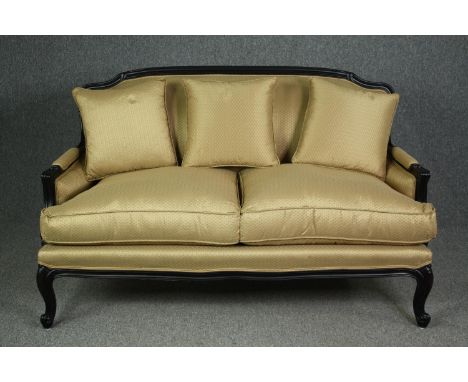 Sofa, Louis XV style ebonised two seater. H.98 W.155 D.82cm. (Looks new and unused). 