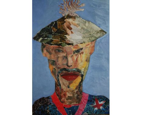 A mixed media portrait study, signed Richard Osmond, framed and glazed. H.67 W.54cm. 