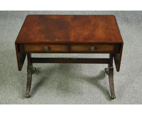 A Regency style mahogany sofa table of small size. H.50 W.113 D.51cm. 