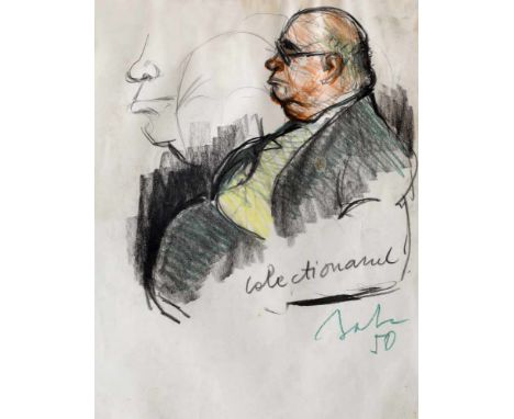  Corneliu Baba, The Collector (Portrait of Zambaccian) The Collector (Portrait of Zambaccian) 26,5 × 20 cm signed, dated and