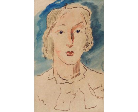   Viorel Huşi (Herșcovici), Portrait of a Woman Portrait of a Woman 17 × 11 cm signed and dated bottom right, with pen and in