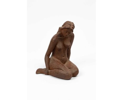 Cathy Judge (Contemporary) bronze sculpture of a seated female nude, initialled to reverse, 27cm high