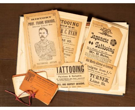 Tattoo ephemera, early 20th Century, collected by Robert Andrew Scott MacFie to include various contemporary flyers for tatto