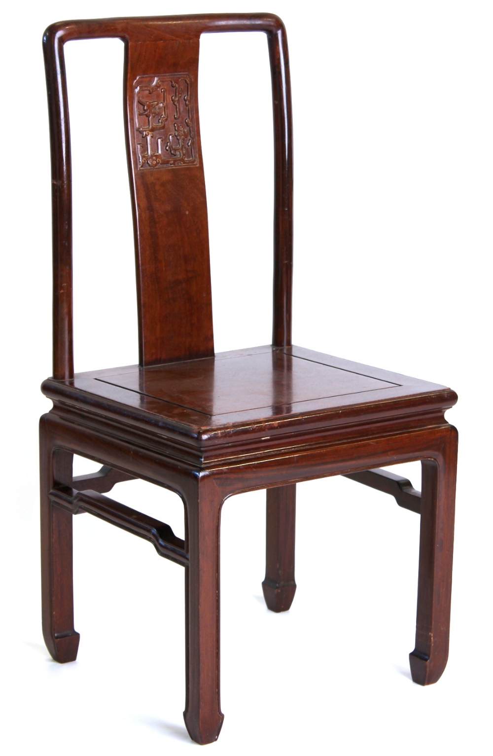 A Chinese hongmu side chair, late 19th / early 20th century, the carved
