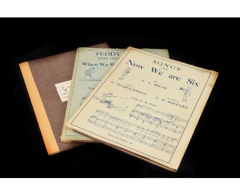 3 Song books decorated by E H Shepard, all by A A Milne including, Now we are Six,  Teddy Bear and other songs and 14 songs, 