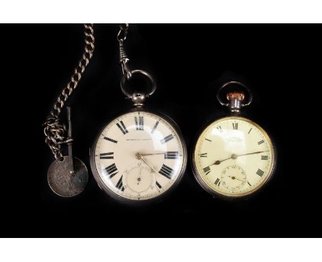 A Victorian silver open faced pocket watch by Isaac Smollan,  the white enamel dial with black Roman numerals, and spade hand