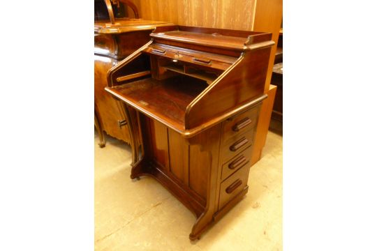 An Early 20th Century Mahogany Lebus Roll Top Desk The Tambour