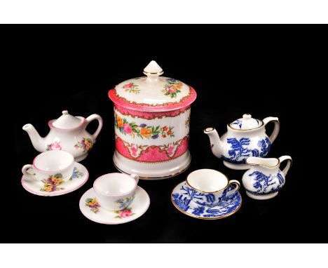 A collection of Miniature Ceramics, including Coalport, child's part tea set in Willow pattern, Crown Staffs child's part ser