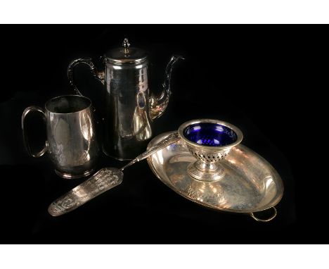 A WMF electroplated four piece tea service,  together with a further group of electroplated items, including a sugar caster, 