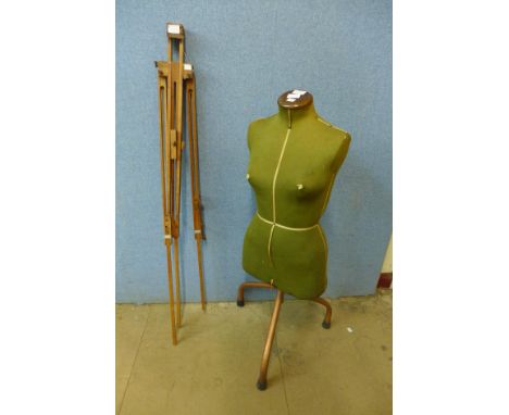 A vintage mannequin and an artist's easel 
