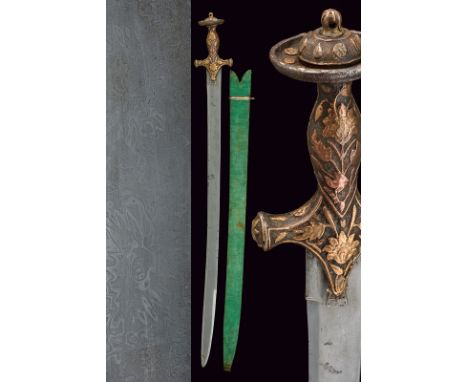 dating: 17th Century provenance: India Moghul Slightly curved, single-and false-edged (inner edge, not as the Tulvar) made of