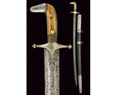 dating: 19th Century provenance: Arabia Slightly curved, single-and false-edged blade with wide fuller, the tip of lenticular