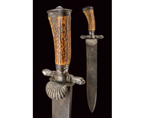 dating: 19th Century provenance: Germany Strong, wide, straight, single-edged blade; steel hilt with shell-guard in the shape