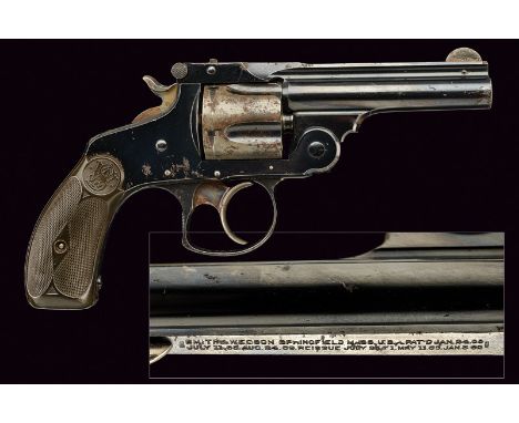 dating: 1875-1890 provenance: USA Round, rifled barrel, rib with address and patents, foresight; grooved, five-shot cylinder,