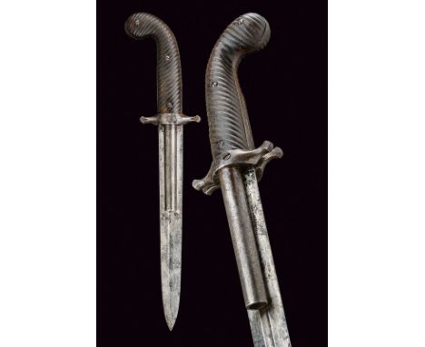 dating: mid-19th Century provenance: France Straight, double-edged blade, grooved at the center and featuring two, round, smo