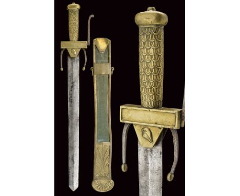 dating: late 18th Century provenance: France Straight, double-edged blade ribbed at the centre; double-quillon, one of iron w