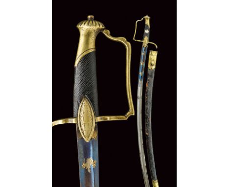 dating: first quarter of the 19th Century provenance: France Curved, bronzed, single-and false-edged blade, with fullers and 