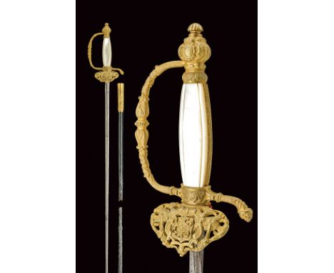 dating: 19th Century provenance: Chile Straight blade of triangular section, with hollow faces, featuring remains of floral e