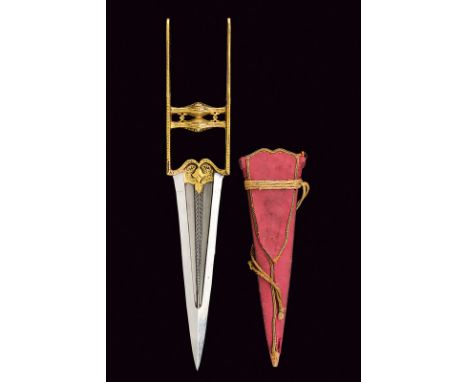 dating: 19th Century provenance: India Double-edged blade with ribbed and strengthened tip, grooves and fishbone-shaped raise