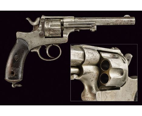 dating: 1875-1890 provenance: Belgium Rifled, octagonal, 9 mm cal. barrel, with foresight and stamp, serial number "119xx"; g