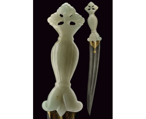 dating: 20th Century provenance: India Slightly counter-curved, double-edged blade, ribbed at the tip, a double fuller on the