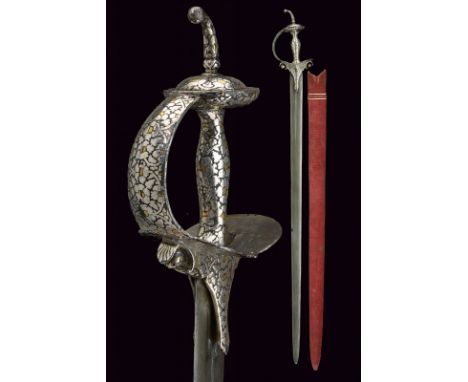 dating: circa 1700 provenance: India Moghul Straight, damask, double-edged blade of lenticular section, slightly grooved at t