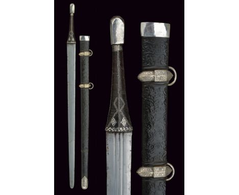 dating: 19th Century provenance: Oman Straight, flat, double-edged blade with triple groove at the base, German; grip finely 