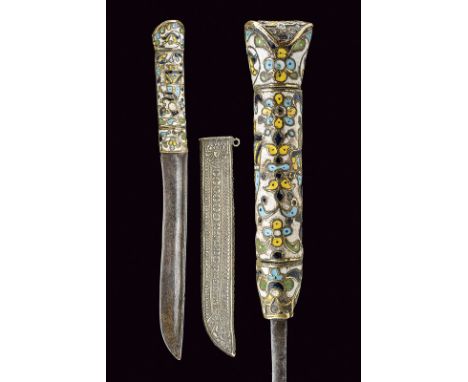 dating: circa 1900 provenance: Arabia Straight, single-edged blade with groove at the back; brass grip richly decorated with 