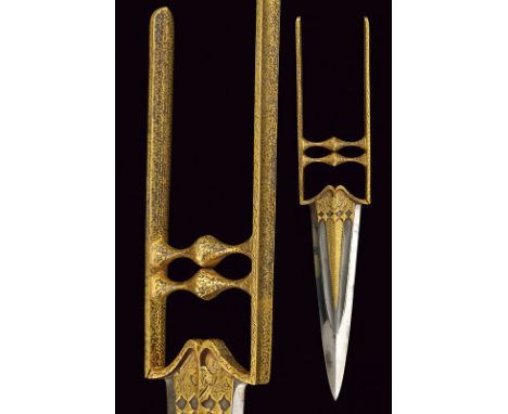 dating: circa 1800 provenance: India Moghul Straight, double-edged, damask blade with long tip and ribbed at the center, the 