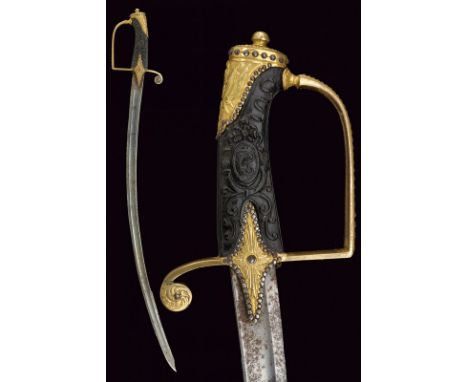 dating: first quarter of the 19th Century provenance: Naples Curved, single-and false-edged blade, with wide, Neapolitan dama