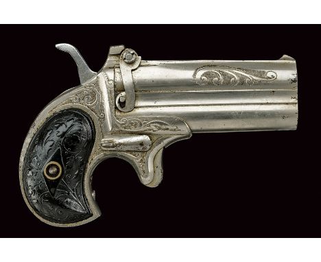 dating: third quarter of the 19th Century provenance: USA Round, rifled, 10 mm cal. barrels, with rib, engraved with floral m