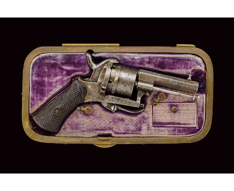 dating: third quarter of the 19th Century provenance: Belgium Rigled, octagonal, 7 mm cal. barrel with foresight and mark; si