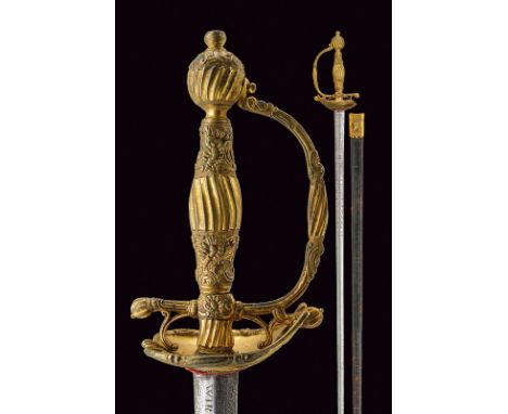 dating: late 18th Century provenance: Germany Straight, double-edged blade of hexagonal section, engraved with geometrical mo