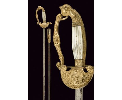 dating: 19th Century provenance: Piedmont Straight, single -and false-edged blade, with fuller, featuring remains of the engr