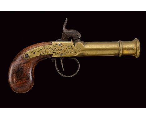 dating: mid-19th Century provenance: France Smooth, round, bronze barrel with muzzle, worked in one piece with the frame, eng