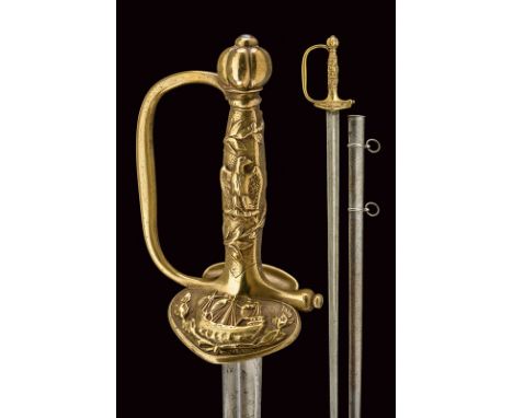 dating: 19th Century provenance: France Straight, double-edged blade, ribbed at center and with double fuller, featuring the 
