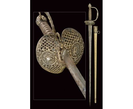 dating: circa 1800 provenance: France Straight blade of triangular section; silver hilt, richly pierced and carved with geome