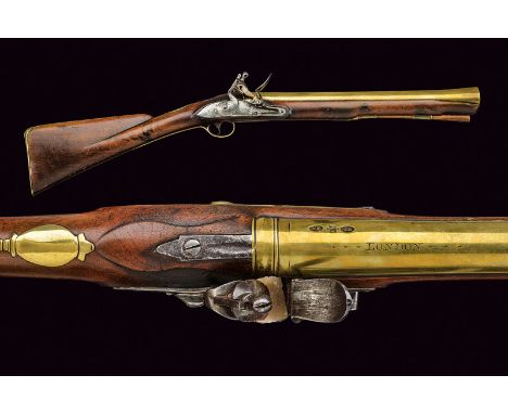 dating: early 19th Century provenance: London Smooth, bronze barrel, with enlarged nozzle, marked "LONDON" and featuring thre