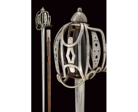 dating: 19th Century provenance: Scotland Straight, double-edged blade with double fuller at the first part; basket-shaped, p
