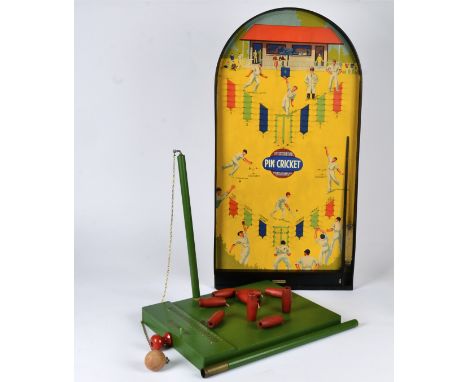 A vintage skittle and bagatelle game,  St Michael Pin Cricket',  length of bagatelle 76cm (2) 