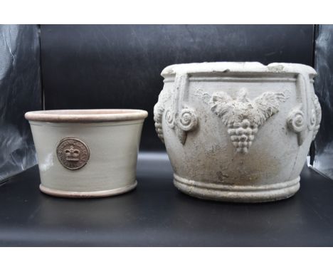 A Royal Botanical Gardens Kew crackle glazed planter and a distressed Classical style planter. H.35 W.40cm (largest) 