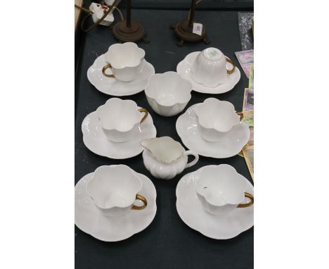 A WILEMAN FOLEY PRE-SHELLEY TEASET DAINTY WHITE WITH GOLD ACCENT 
