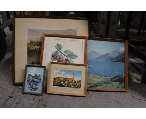 A QUANTITY OF PRINTS TO INCLUDE A RIVER SCENE, SEASCAPE, 'THE GLEANERS', ETC - 6 IN TOTAL 