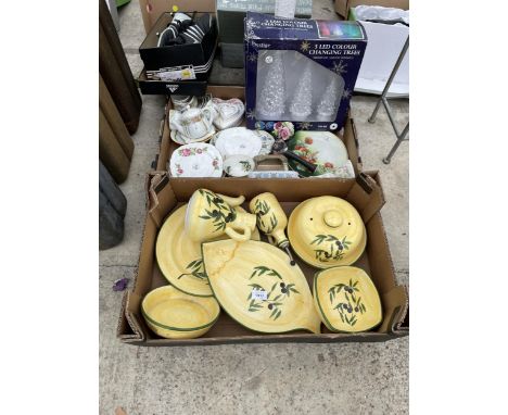 AN ASSORTMENT OF CERAMIC ITEMS TO INCLUDE PLATES AND SERVING ITEMS ETC 
