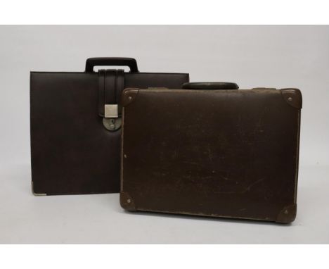 TWO VINTAGE LEATHER BRIEFCASES 