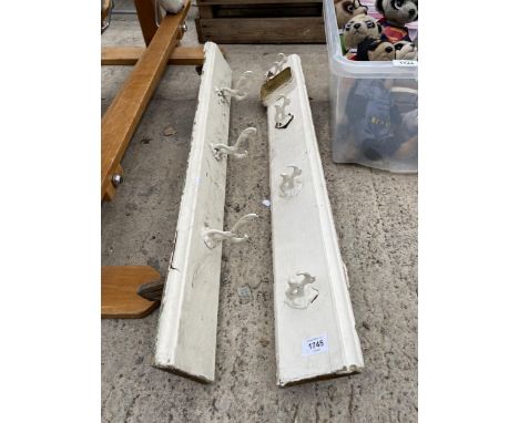TWO VINTAGE WOODEN COAT RACKS 