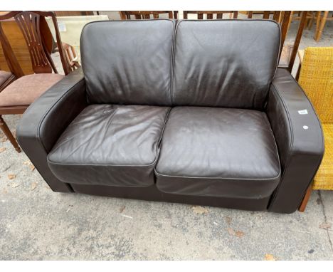 A SOFA WORKSHOP LEATHER TWO SEATER SETTEE 