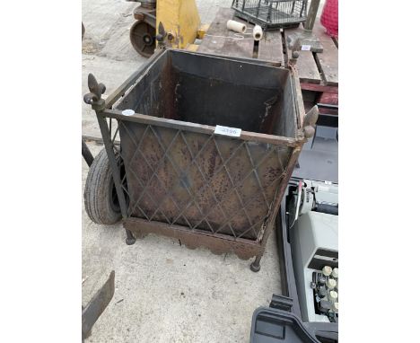 A SQUARE METAL PLANTER WITH LINER 