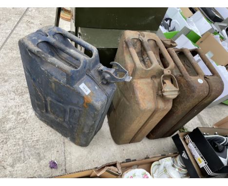 THREE VINTAGE METAL JERRY CANS 